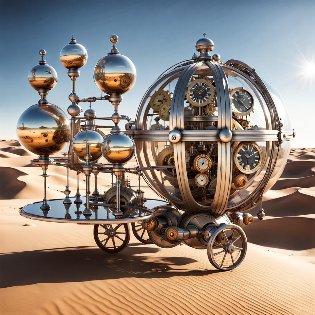 Steampunk Orrery Time Machine in Gaudí Style