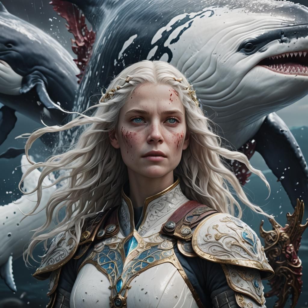 Humanoid Whale Warrior in Hyperrealistic Style