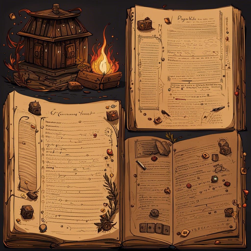 Witch's Notebook Pages: Fantasy Art Concept