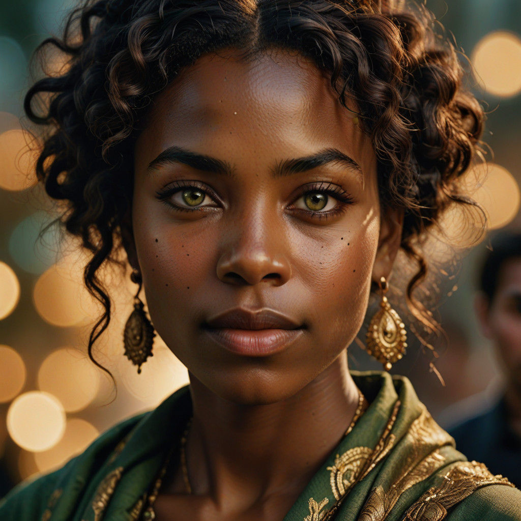 Sophisticated Dark Skinned Woman in Golden Light