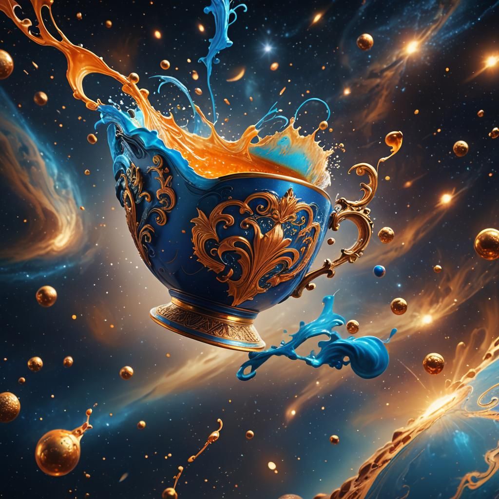 Ornate Cup Floating in Space: Digital Matte Painting