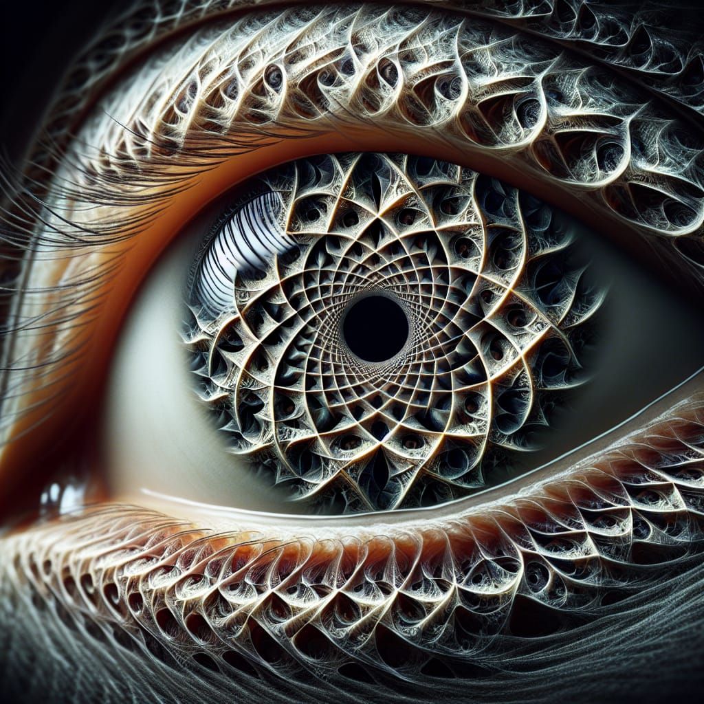 Fractal Eyeball Sculpture in Dual Exposure