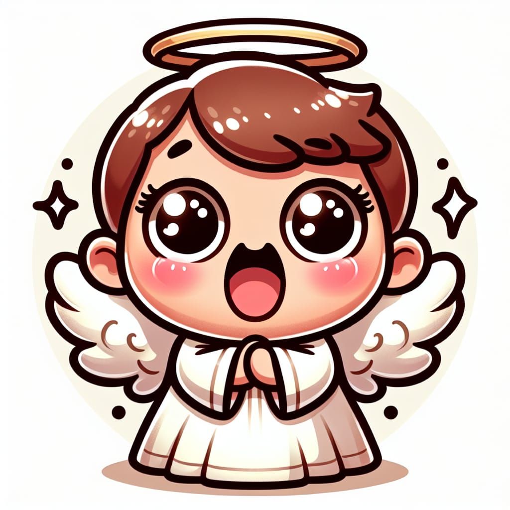 Adorable Cartoon Angel with Expressive Eyes