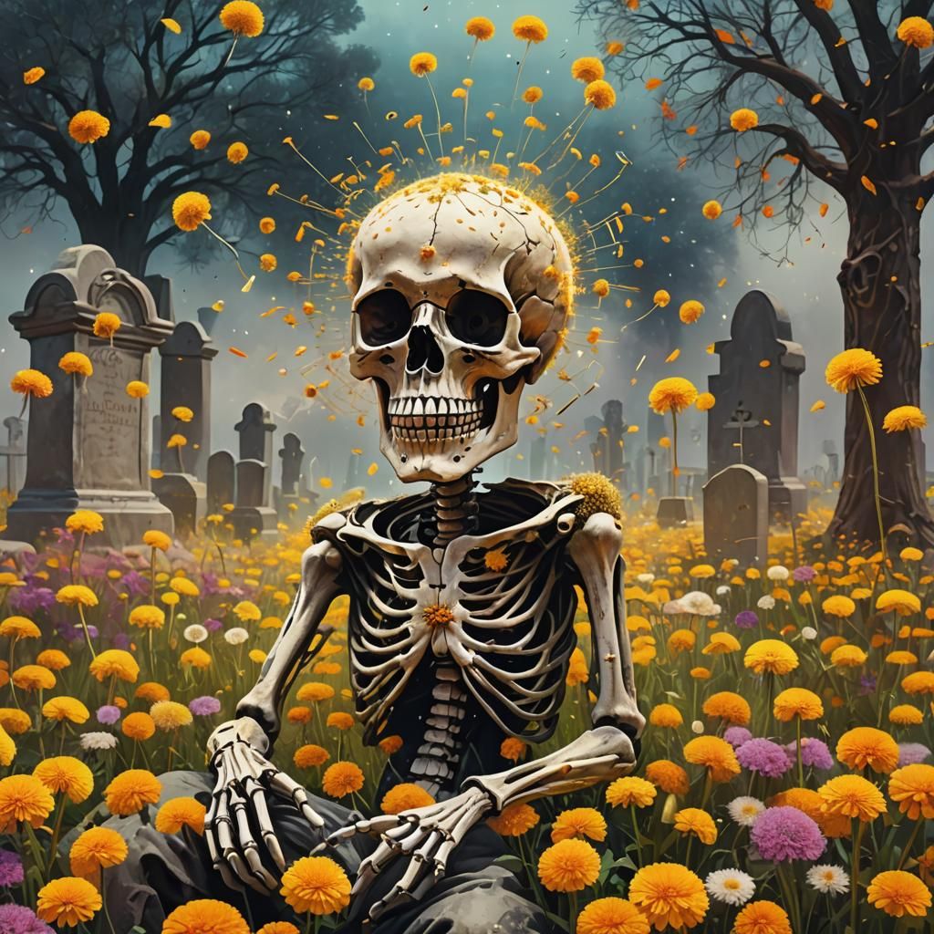 Dia de Los Muertos in a Million Dandelion dreamscape,  makin...