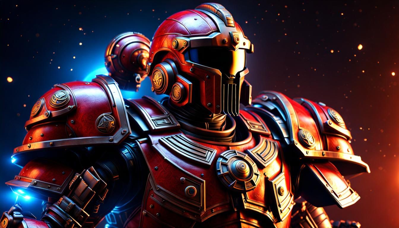 Futuristic Roman Centurion Space Marine in Vibrant Armor