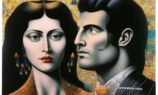 Detailed Ink Drawing of Lovers, Underground Comix Art