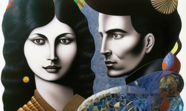 Detailed Ink Drawing of Lovers in Comix Style