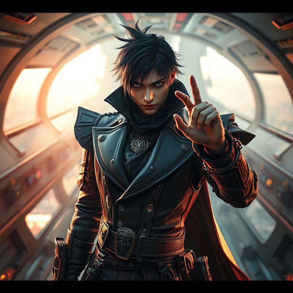 Avant-Garde Final Fantasy Thief in a Futuristic City