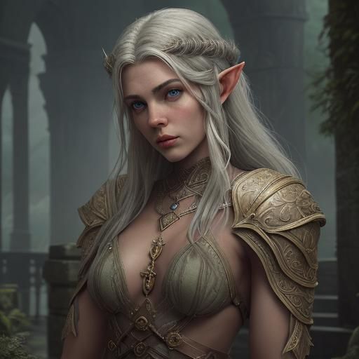 Ayleid Wild Elf Portrait in Art Deco Style