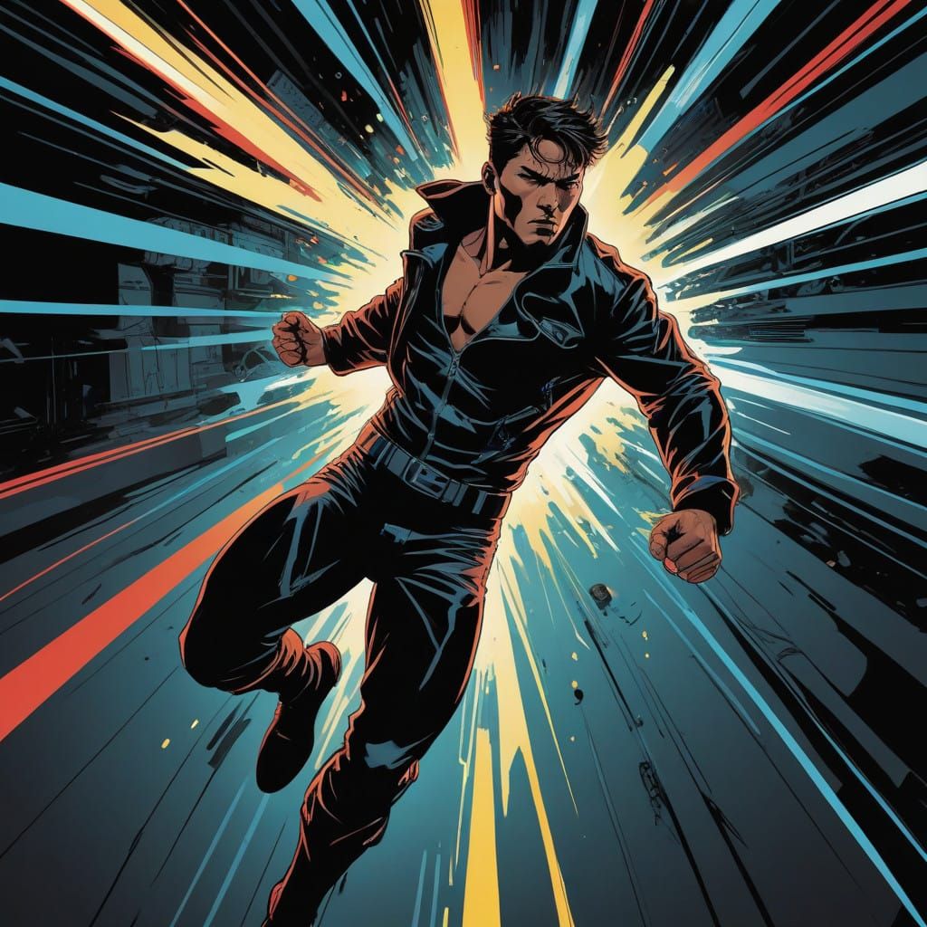 Youthful Protagonist Shatters Comic Book Panel in Hyper-Kine...