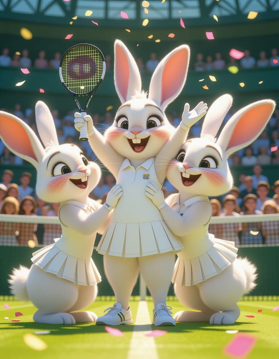 Rabbits Celebrate Wimbledon Victory: Disney-Pixar Style