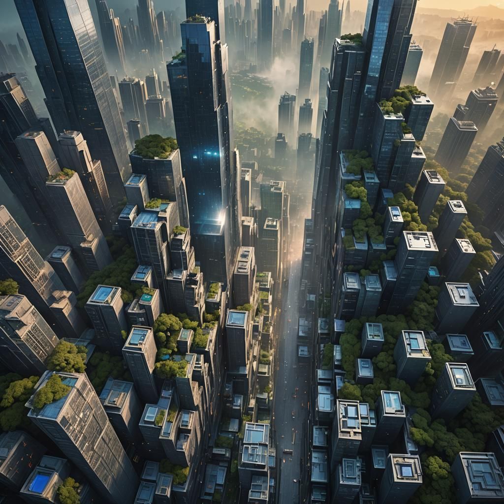 Skyscrapers at Sunset: Cinematic Digital Matte Painting