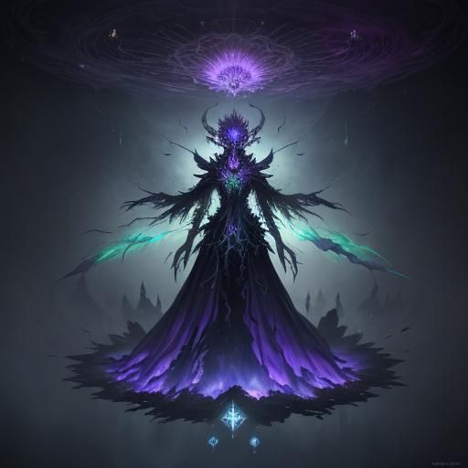 Phantasmal Laser Crown: Detailed Matte Painting in Deep Colo...