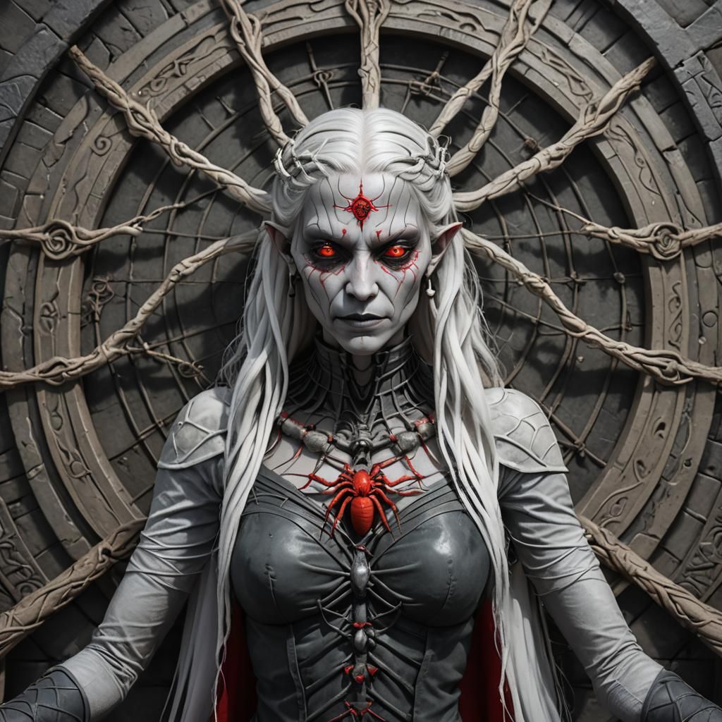 Evil Drow Priestess of Lolth in Hyperrealism