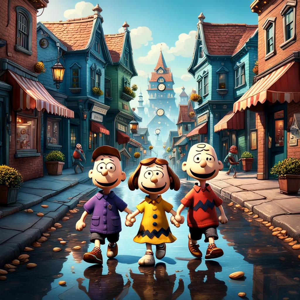 Peanuts with Googly Eyes Walk Through Town
