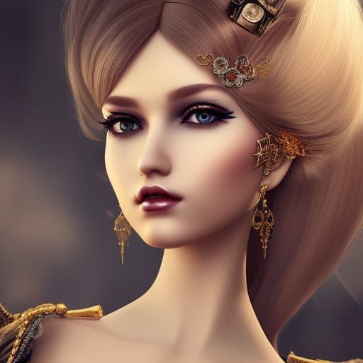 Steampunk Victorian Doll Portrait in Ultra Realistic Style