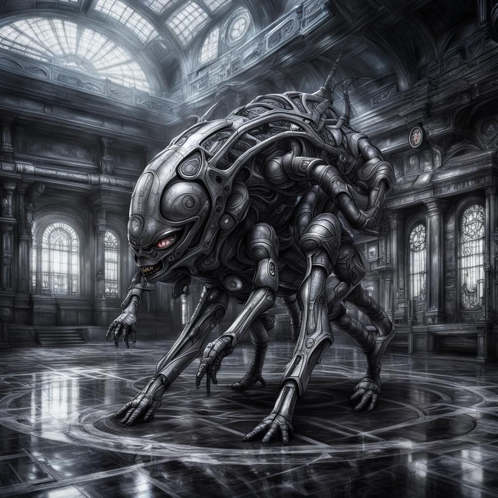 Giger-esque Latex Figures in Hyperrealistic Style