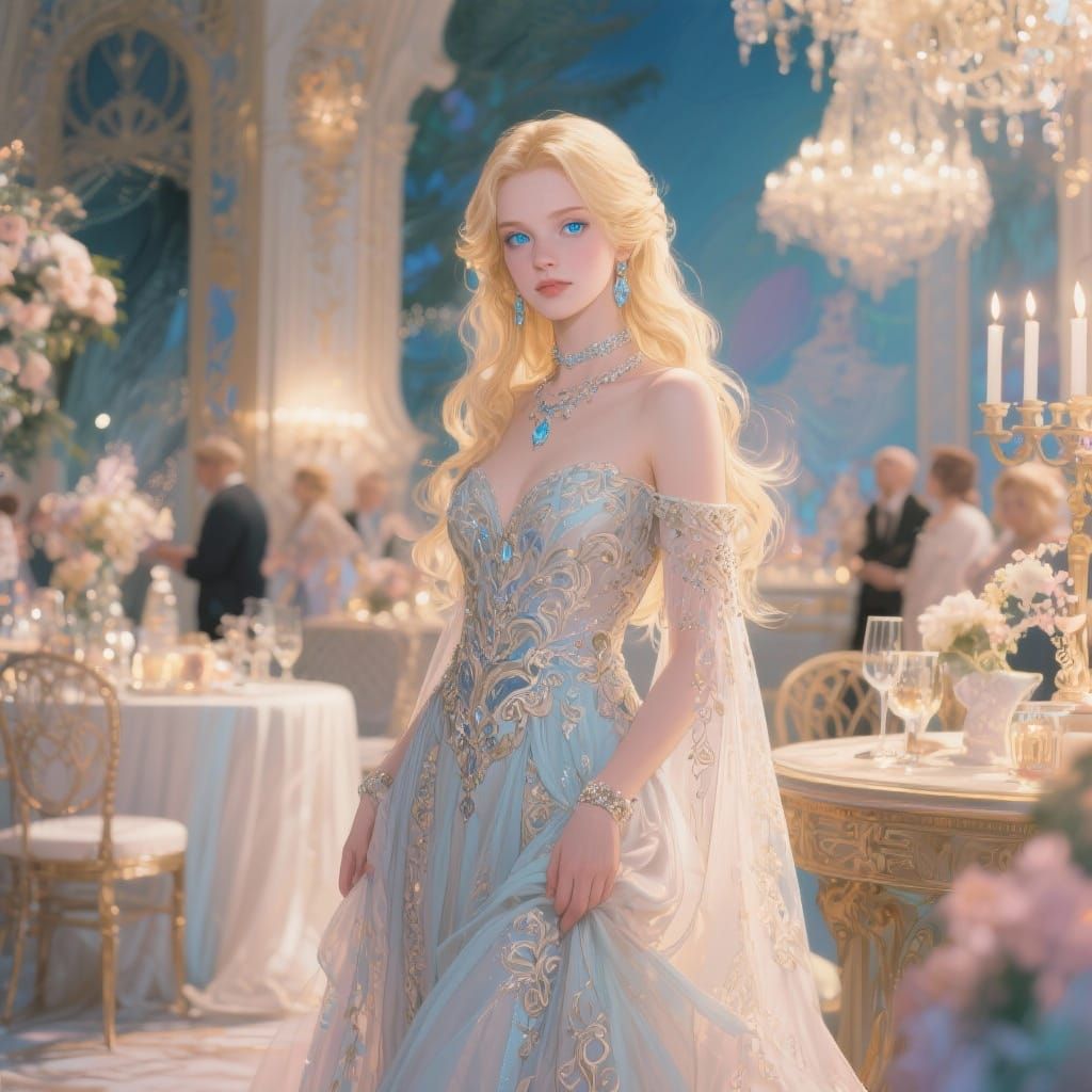 Ethereal Evening Party Portrait of a Blonde Woman