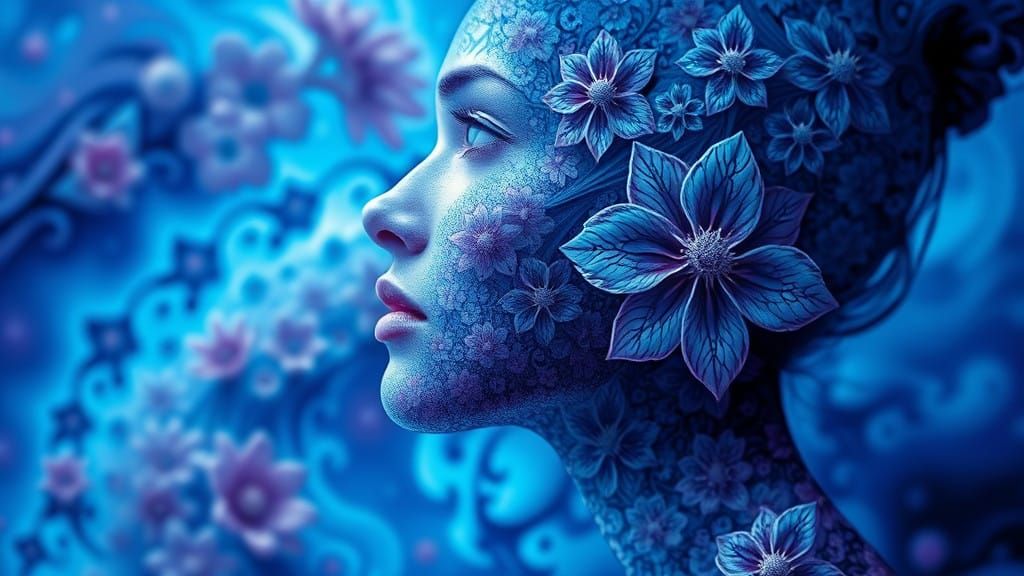 Ethereal Fractal Portrait in Dreamlike Aesthetic