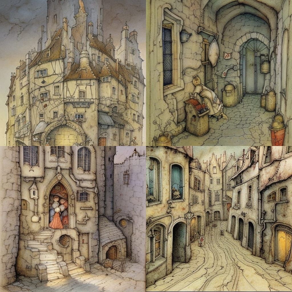 Charming Vintage Scene in Anton Pieck Style