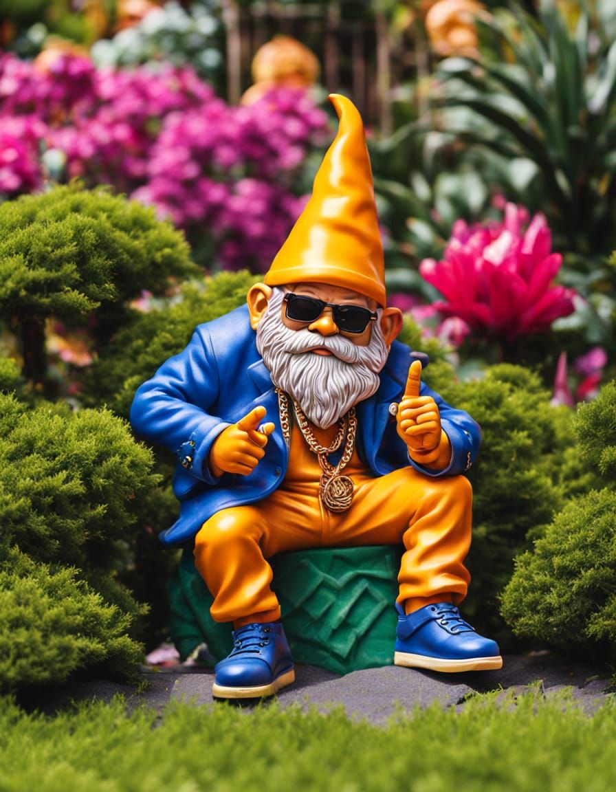 Hip-Hop Garden Gnome Gives a Stiff Middle Finger