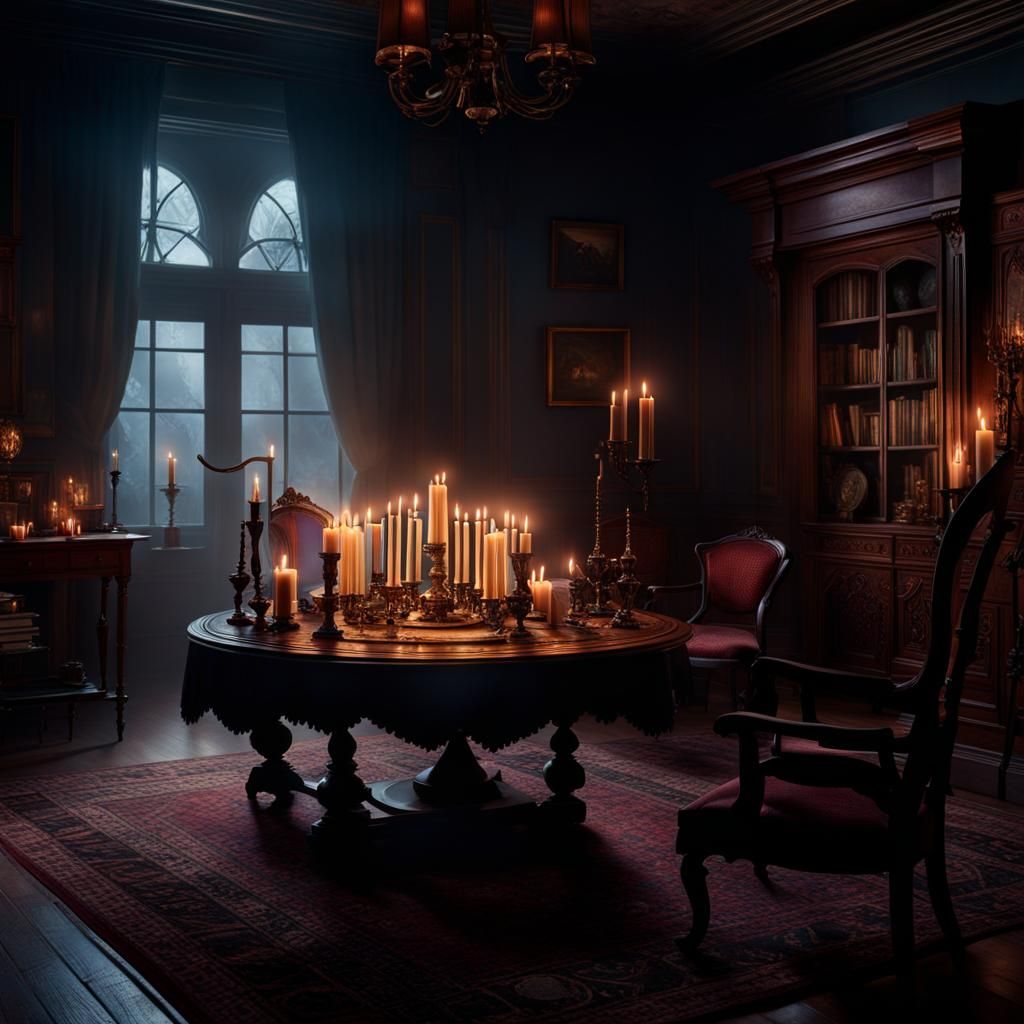 Victorian Séance with Ghostly Apparitions