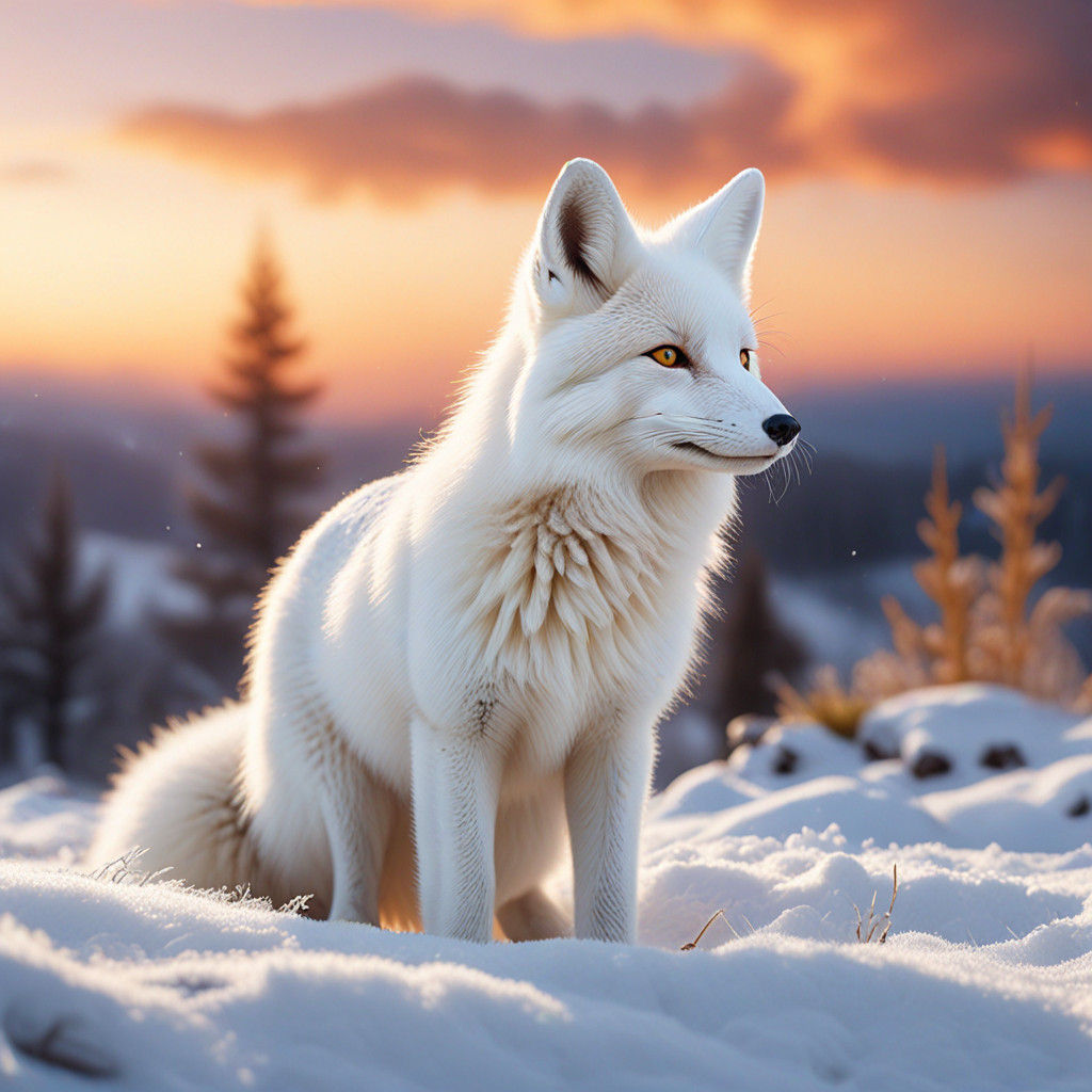 Vibrant Fox Plays with Snowy Rabbit in Hyper-Realistic Winte...