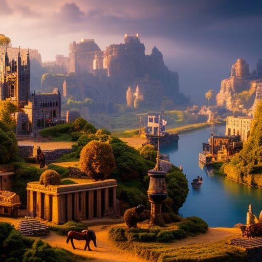 Europe Diorama on Fantasy Tabletop: Tilt-Shift Digital Art