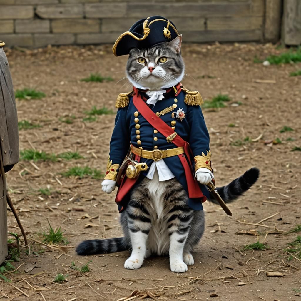 Cat as Napoleon at Battle of Waterloo