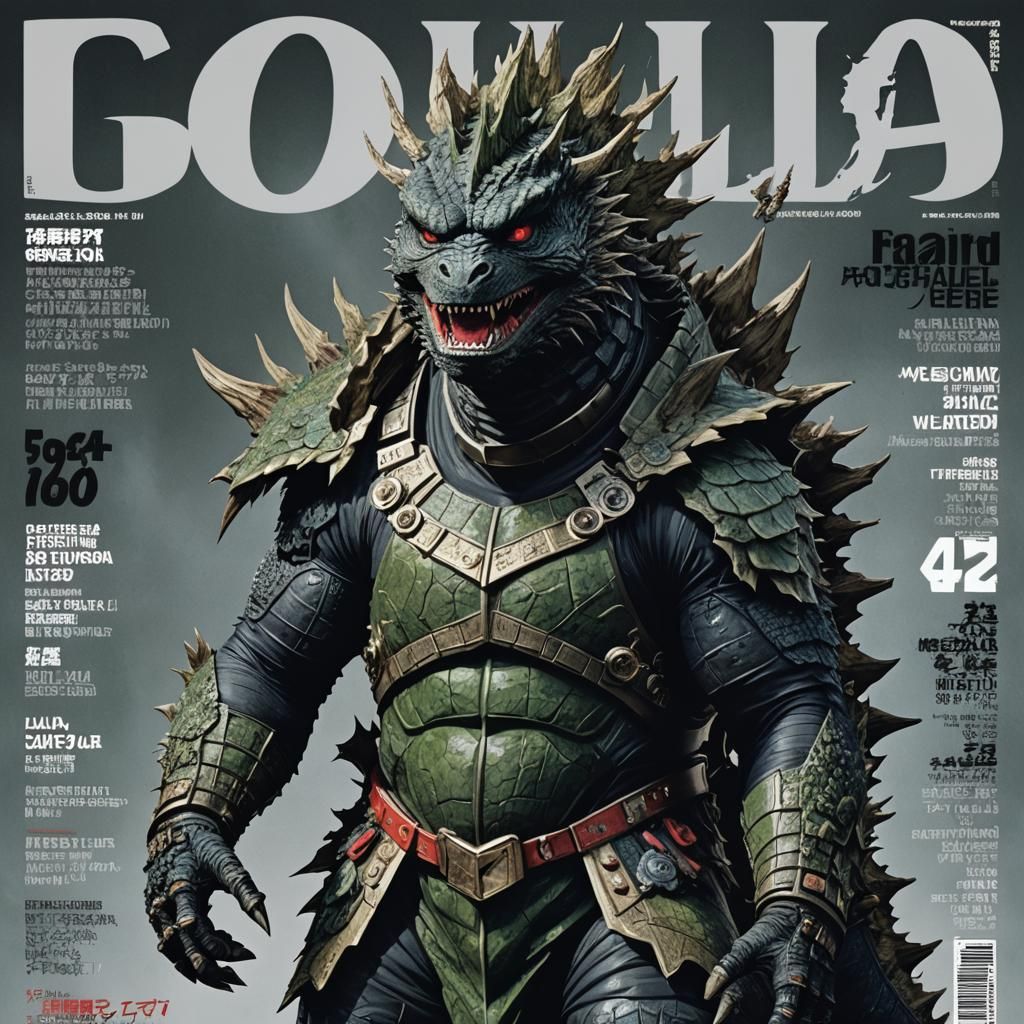Godzilla in Visual Kei Outfit on Magazine Cover