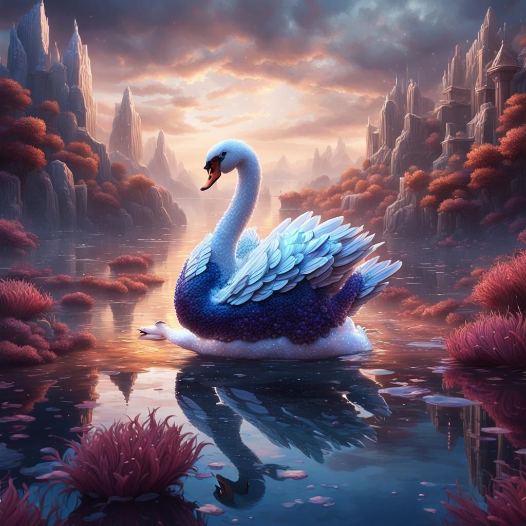 Crystalline Swan Digital Art