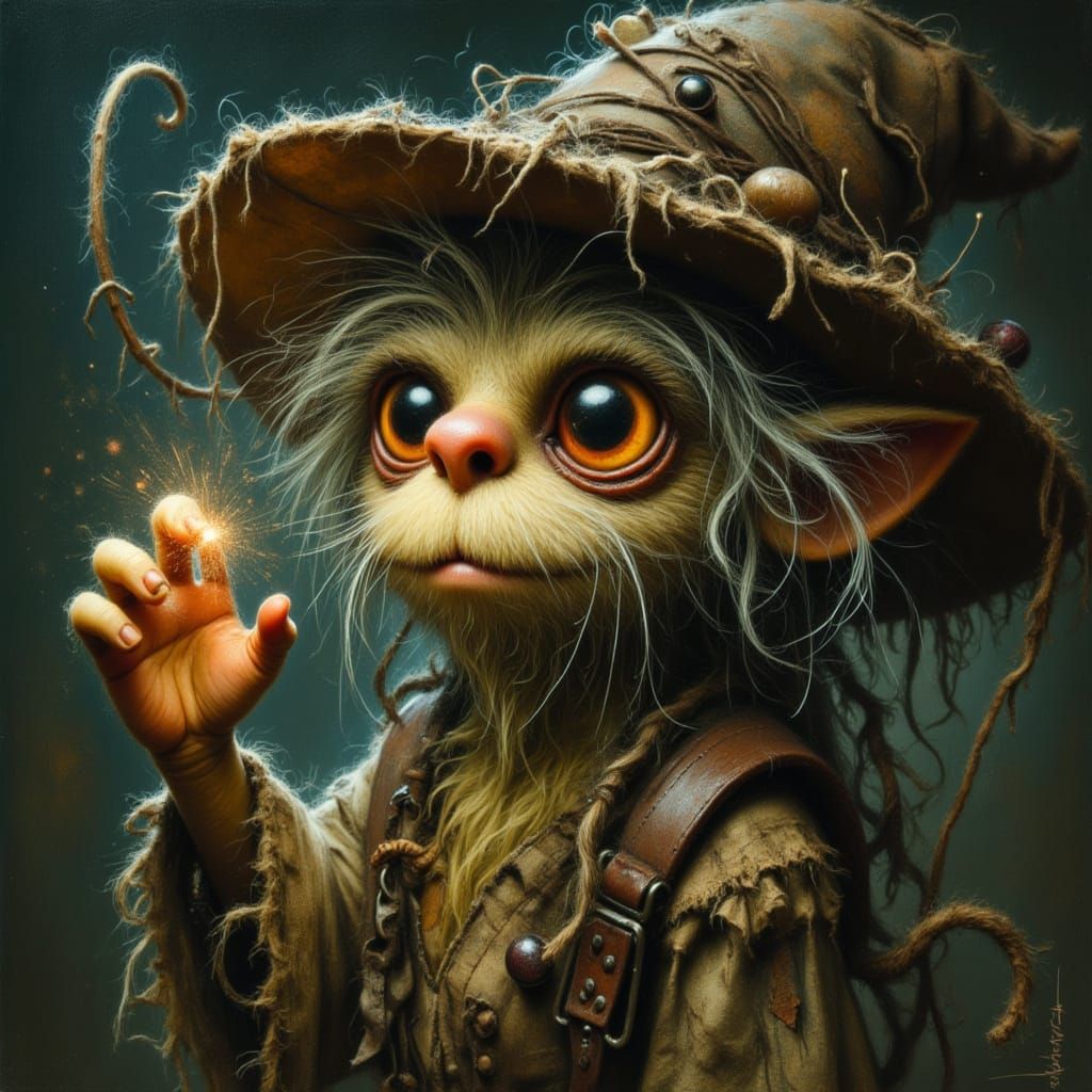 Mystical Character Reaches for Light in Moody Fantasy Portra...