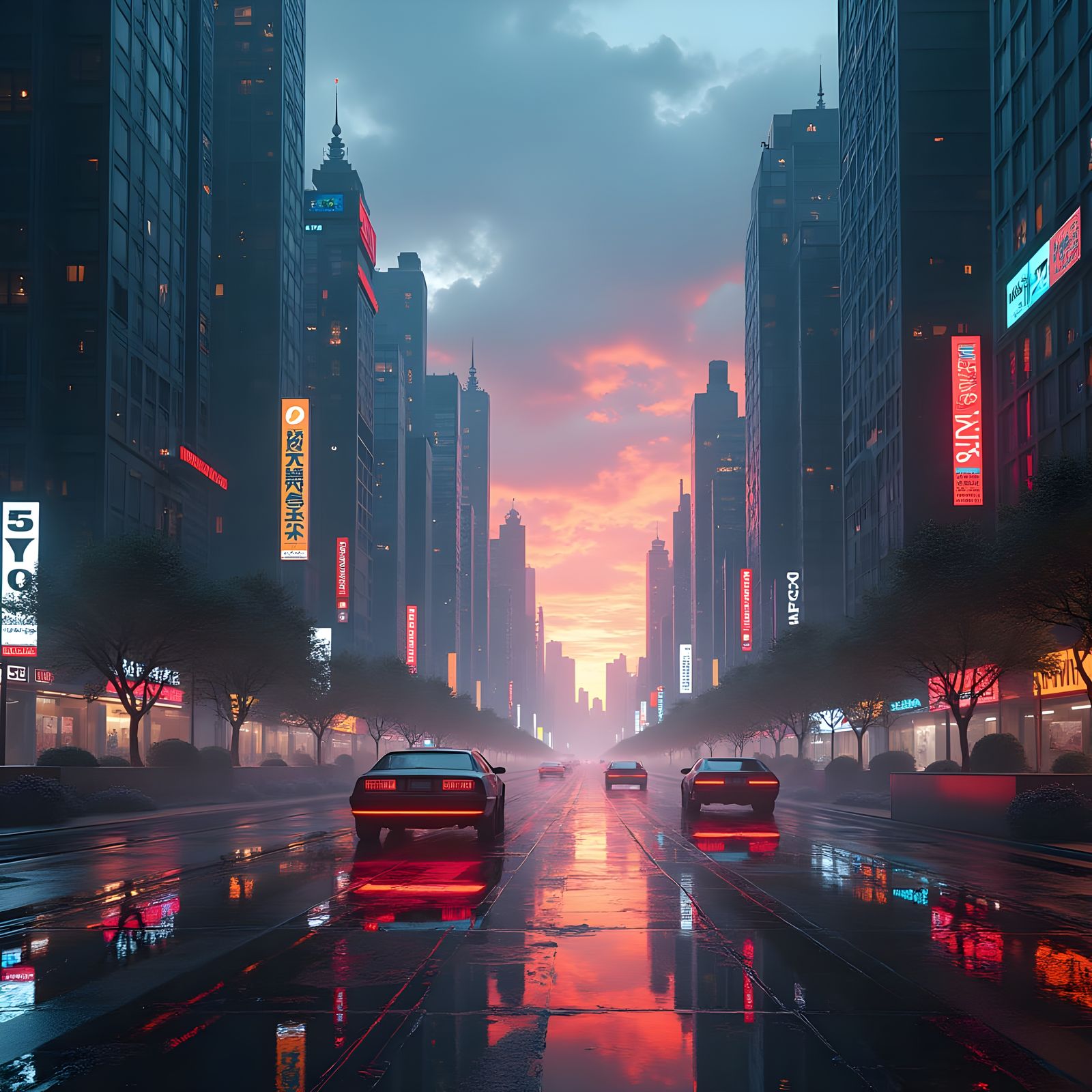 Cyberpunk Cityscape at Night in 4K Resolution