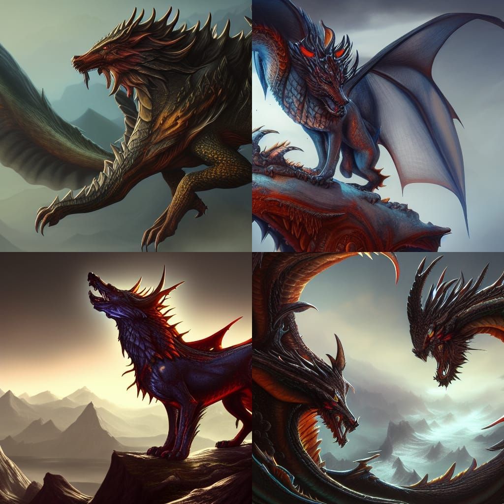 Fantastical Wolf Dragon Concept Art