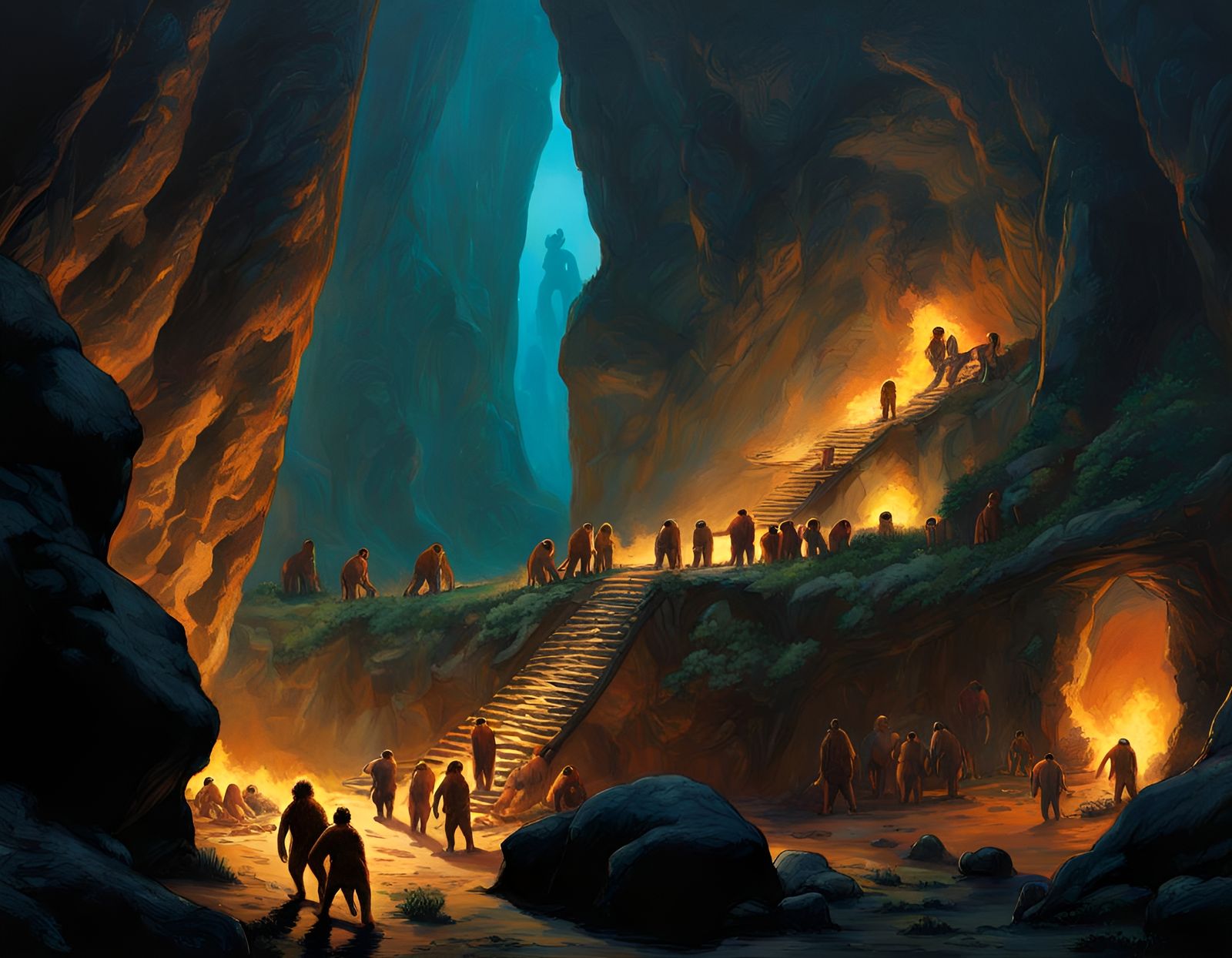 Dystopian Underground City: Vorticism Neo-Primitivism