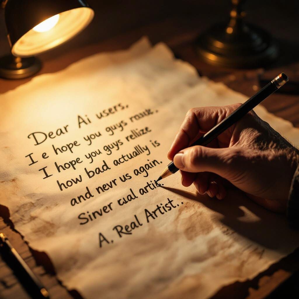 Artist's Plea Against AI Written by Hand