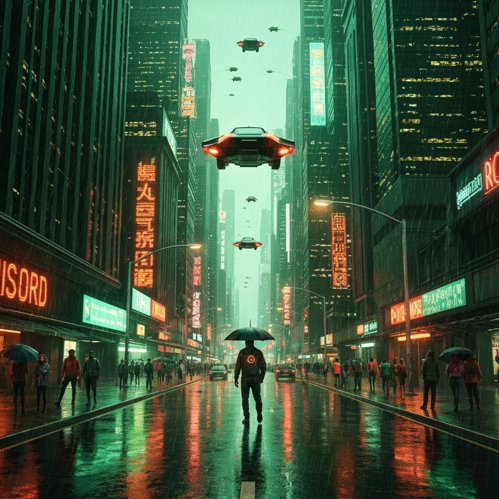 Futuristic Cityscape Aglow with Neon Lights