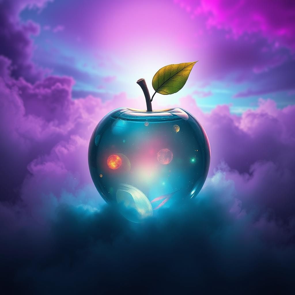 Mystical Glass Apple in Ethereal Fantasy Art