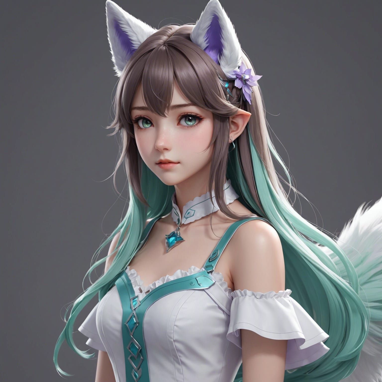 Anime Girl with Wolf Ears and Companion
