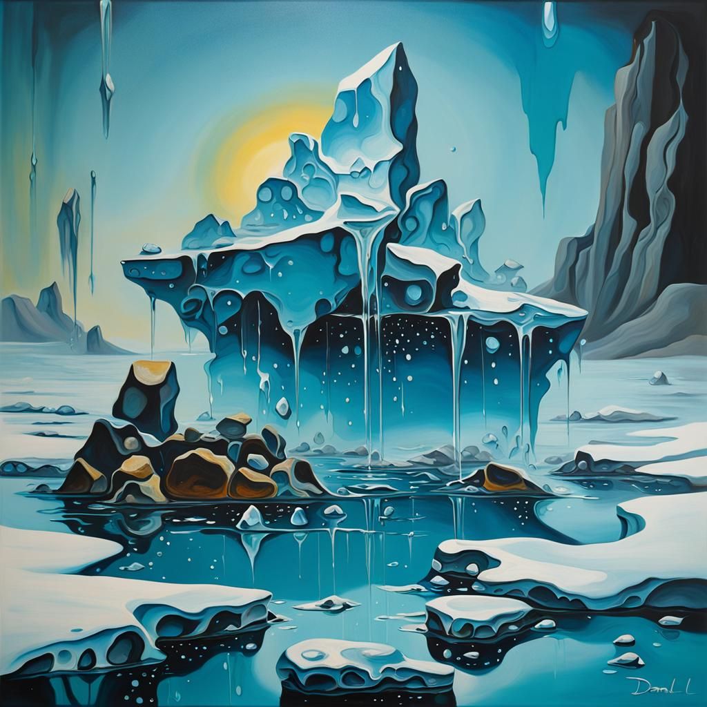 Surreal Abstract Rocks: Melting Oil on Canvas