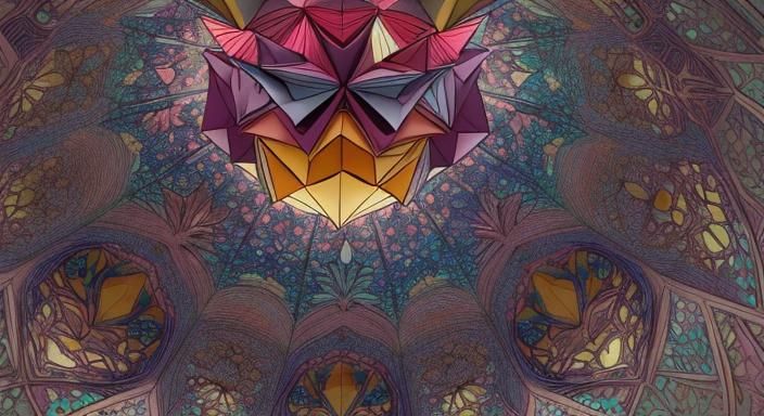 Whimsical Papercraft Origami Creature in Stationery Scene