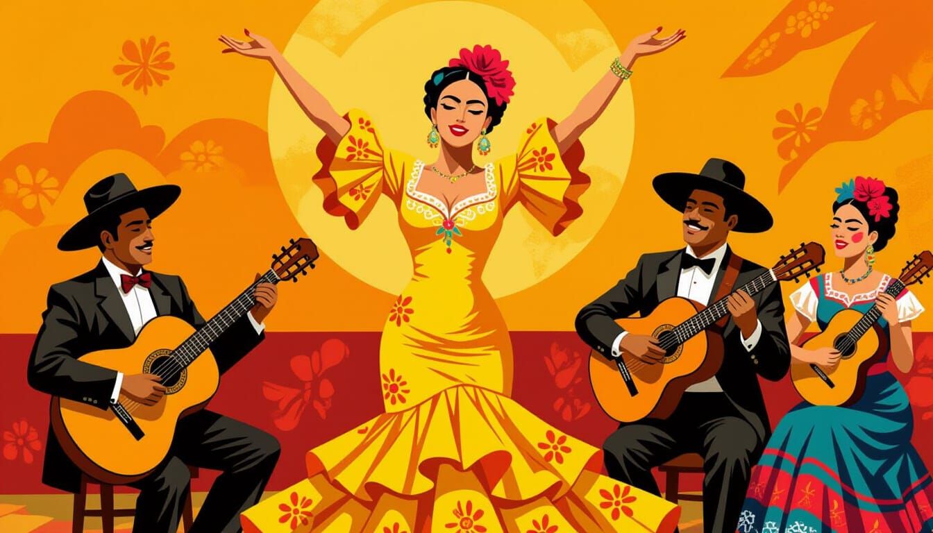 Flamenco Dancer in a Muralist Style