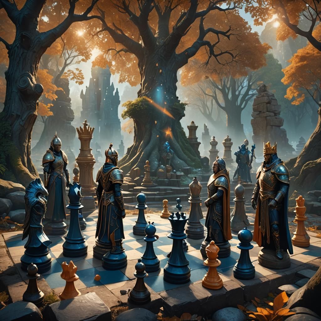 Chess Piece Warriors Clash in Mystical Arena