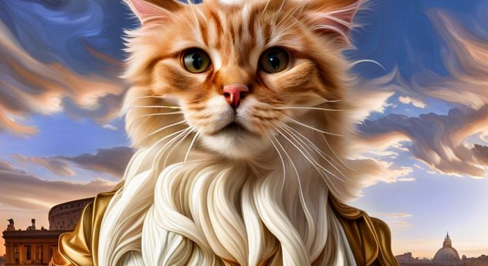 Future Rome Cat God: Hyperrealistic Fractal Photograph
