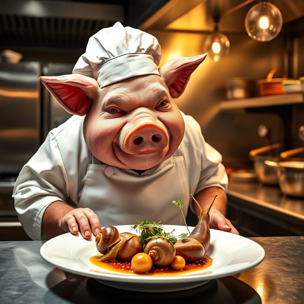 Pig-Headed Chef Prepares Gourmet Meal