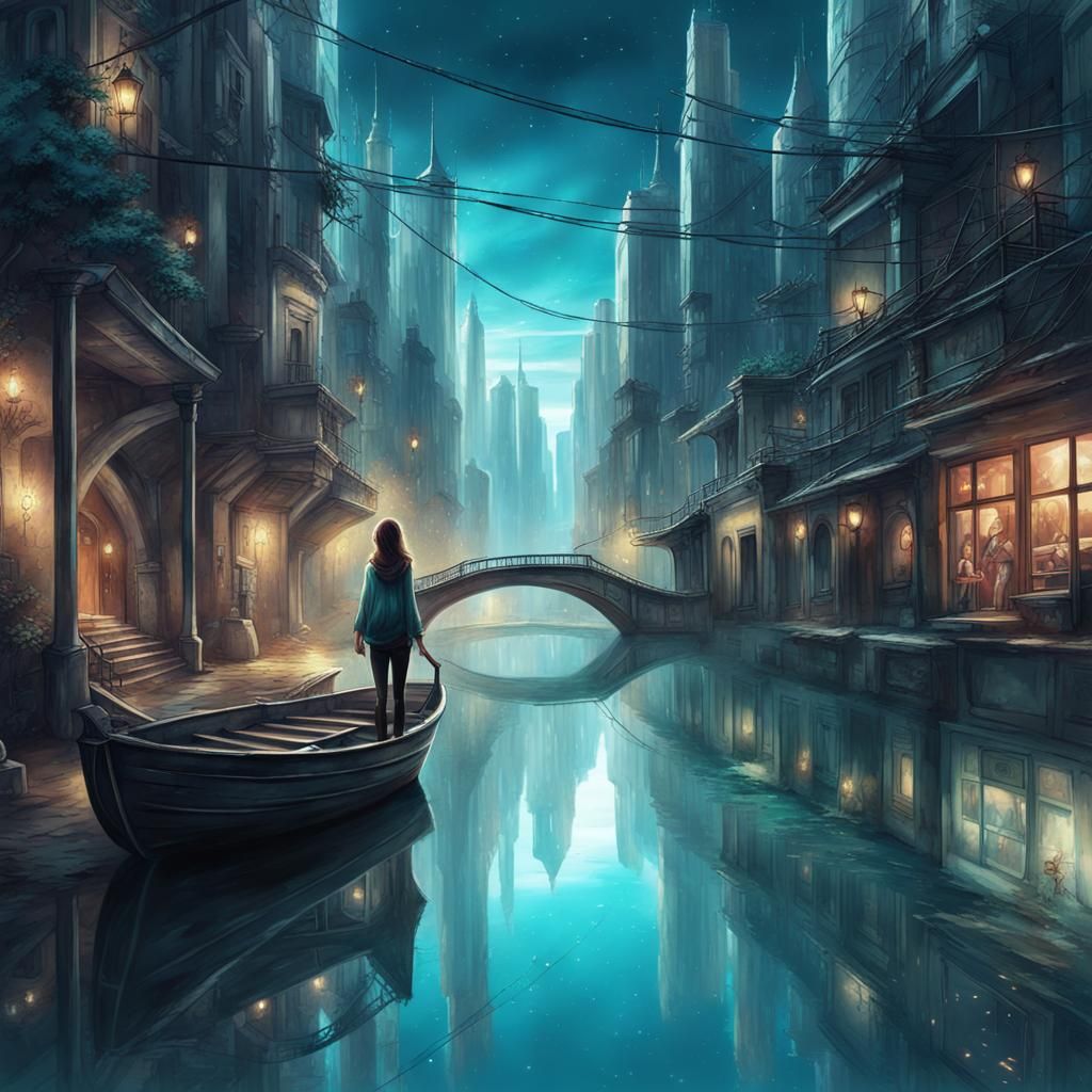 Dreamy Galaxy Cityscape in Anime Art Style