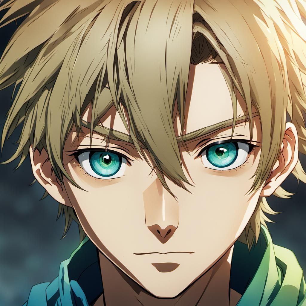 Anime Boy Portrait in Manga Scan Style