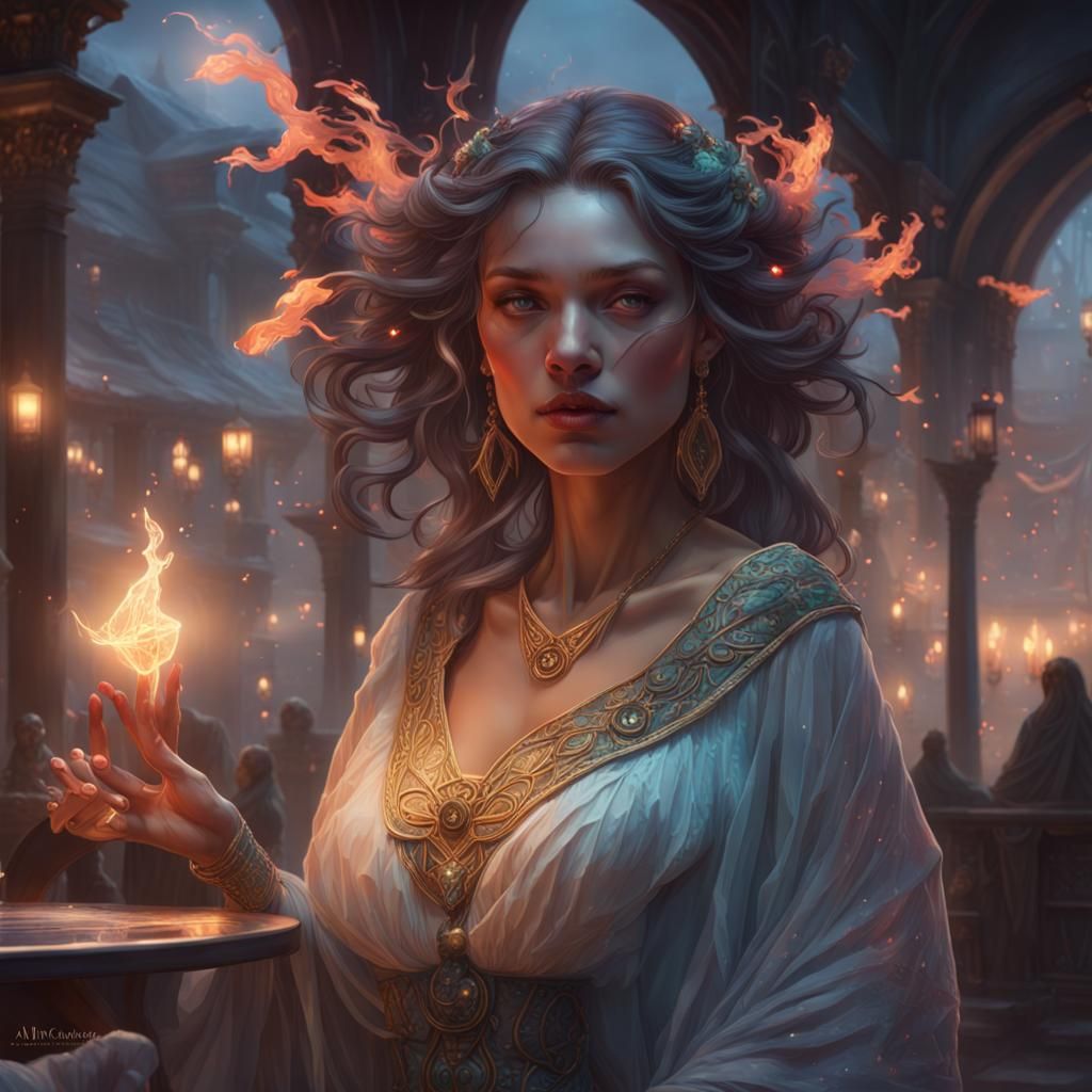 Ghost of Ancient Woman Dancing in Night Sky