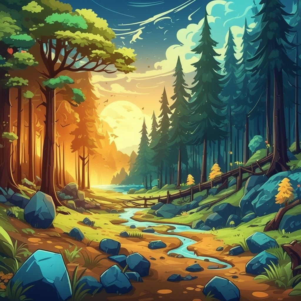 Enchanting Forest Landscape AI Art