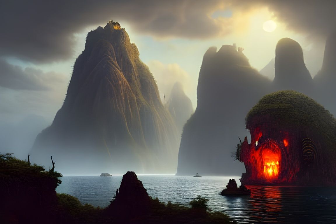 Skull Island: Dark Fantasy Digital Rendering